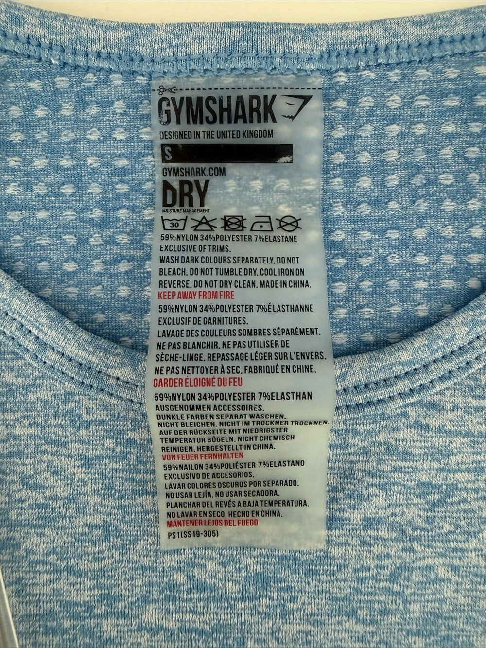 NWT Gymshark Vital Long Sleeve Crop Top Malibu Blue Marl Size Small - Picture 4 of 7